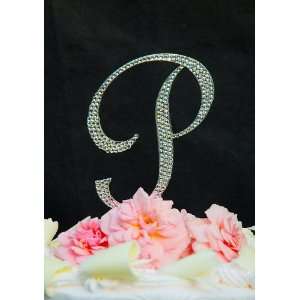 Swarovski Crystal Monogram Wedding Cake Topper Large Letter P  