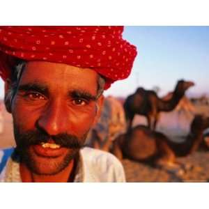 Rajput Camel Driver at Pushkar Camel Fair, Looking at Camera, Pushkar 