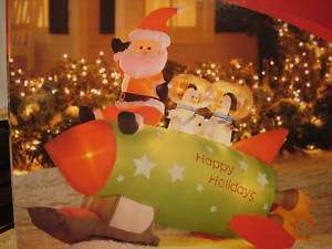 CHRISTMAS INFLATABLE SANTA PENGUINS ON ROCKETSHIP 6Ft  