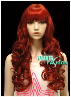 55cm Long Copper Red Curly Hair Wig CU61  