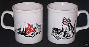Cat Coffee Mugs Japan Black & White Striped Cats Fun  