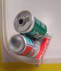   LOT OF DOLLHOUSE DOLL FOOD MINIATURES MINI COKE PEPSI 7UP CANS  