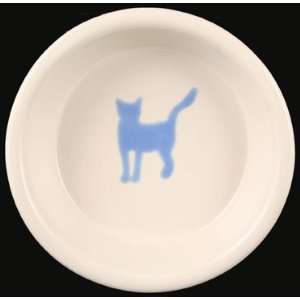 Melia ceramic cat bowl set, two 3.5 cup light blue walking cat bowls 