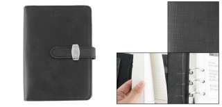Black Faux Leather Cover Organizer Writing Notebook  
