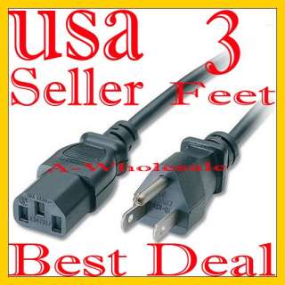 Ft 3 Prong Trapezoid Computer Power Cord Universal PC Cable Standard 