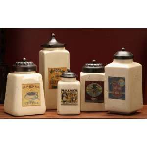   Set  Farmers Market Ceramic Coffee Canisters  Set of 5