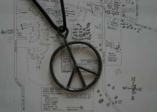 Vintage 69 Woodstock Fence peace sign necklace pendant  