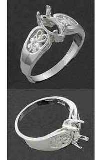   Marquis Filigree Sterling Silver Ring Setting (Ring Sizes 4 11)  