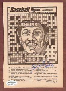   JENKINS Autographed 1975 Jack Bender Crossword Puzzle Texas Rangers