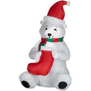   4FT High Polar Bear Christmas Inflatable   Airblown