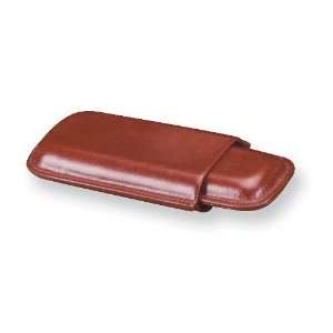  Cognac Leather Two Cigar Case Jewelry