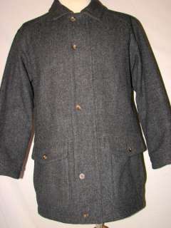 Dark Gray PENDLETON WOOL JACKET w/ Leather Elbows Sz M MADE In The USA 