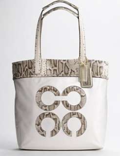  Authentic Coach Audrey Inlaid Python North South Slim Tote 