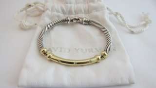 David Yurman Sterling Silver & 14k Gold Diamonds Rope Cable Bracelet 