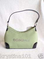 BCBG GIRLS RHINESTONE BOX PROGRAM APPLE GREEN SPARKLY LOGO PURSE BAG 