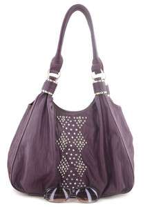 Purple Inspired Studs Buckle Designer Handbag Hobo  