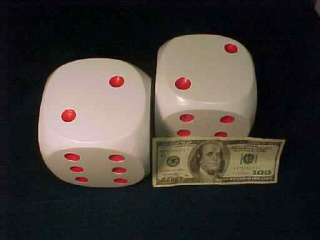 Pair of New LARGE WOOD CASINO DICE ROOM DECOR RED 2 *  