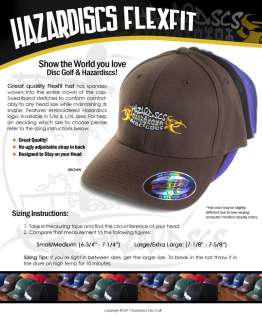 NEW BROWN FLEXFIT Hazardiscs Disc Golf Embroidered Hat  