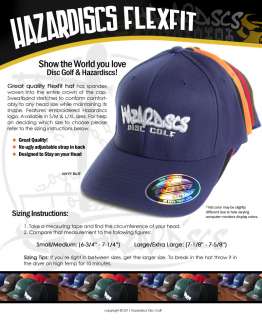 NAVY BLUE FLEXFIT Hazardiscs Disc Golf Embroidered Hat  