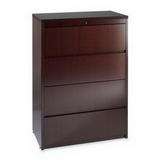 LORELL Deluxe Lateral Four Drawer Mahogany Wood Finish Filing File 