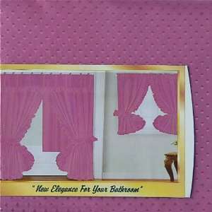  PINK Fabric Double Swag Shower Curtain with Matching Window Curtain 