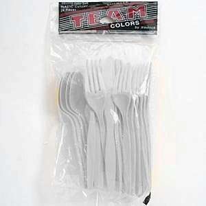 White Plastic Cutlery, 24 pieces