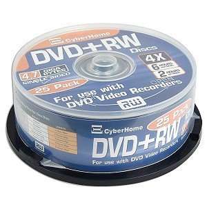    CyberHome 4x 4.7GB DVD+RW Media   25 Piece Spindle Electronics