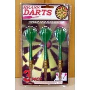   Piece Green Plastic and Brass Dart Set Steel Tips