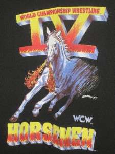 WWF WWE WCW Wrestling 4 IV Horsemen Logo Mens Shirt Large VINTAGE 