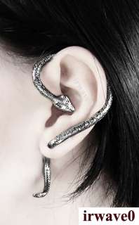 Antique Silver Color Snake Bite Ear Cuff Serpent Wrap Earring  
