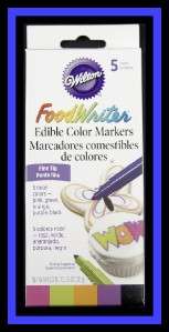 NEW Wilton ***FOOD WRITER EDIBLE MARKERS   NEON   FINE TIP*** 5 ct 