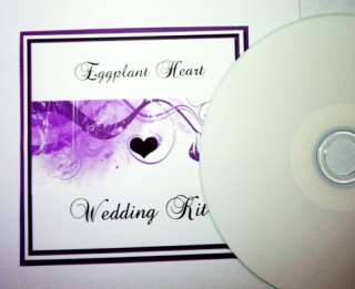 Delux Eggplant and Purple Classic Wedding Invitation Kit on CD  