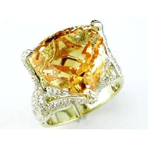   Ladies Diamond & Citrine Ring in 14K Yellow Gold (TCW 13.82). Jewelry