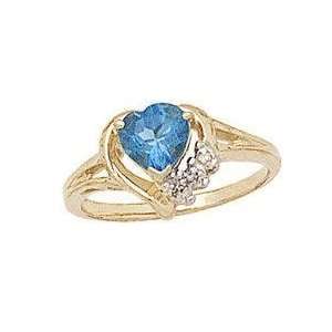  Heart shaped Blue Topaz & Diamond Heart Ring SZUL 