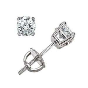  3 CT Diamond Stud Earrings 14k White Gold (I1 I2 Clarity 