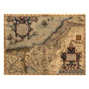 1570 Map of Palestine, from Abraham Ortelius Atlas Premium Poster 