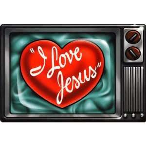  Ben Frank   I Love Jesus Television Heart   Magnet 