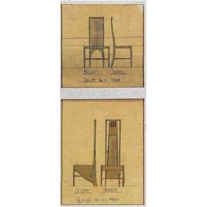 Design For Chairs, 1903 by Charles rennie Mackintosh 12.63X30.00. Art 