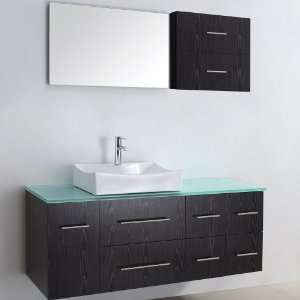  Christo 54 Bathroom Vanity Set   Black Oak with Green 