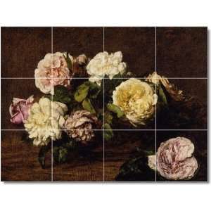 Henri Fantin Latour Flowers Backsplash Tile Mural 9  24x32 using (12 