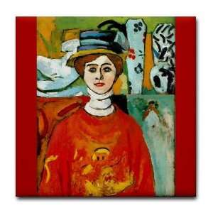 Henri Matisse Girl w/ Green Eyes Art Art Tile Coaster by 