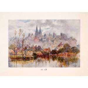 1907 Color Print Herbert Marshall Saint Lo Cathedral Skyline Vire 