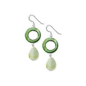  Sterling Silver Jade & Green Mother of Pearl Earrings 
