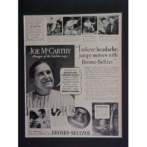 Joe McCarthy New York Yankees Manager 1938 Bromo Seltzer Advertisement 