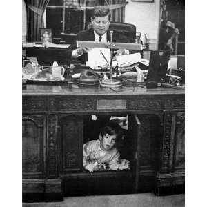  John Kennedy White House with John Jr. Under His Desk 8x10 