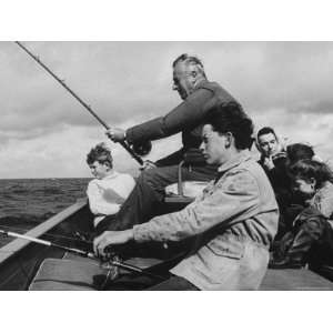 Lord Louis Mountbatten, with Daughter and Grandchildren Fishing During 