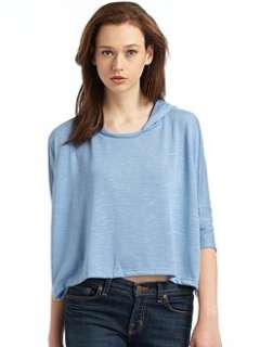 W118 by Walter Baker   Hooded Crop Tee/Blue