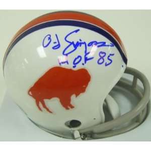  O.J. Simpson Signed Bills Throwback Mini Helmet w/HOF 