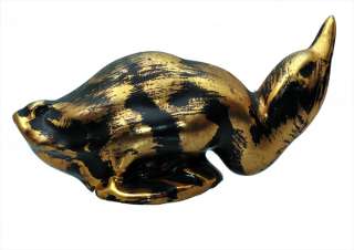 ellis antique stangl pottery 3250 granada gold squating duck figurine