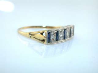 ANTIQUE DIAMOND & SAPPHIRE 18KT YELLOW GOLD RING  